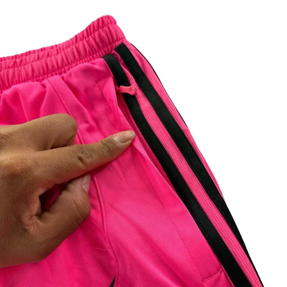 Adidas Teamgeist Shorts Men's Large Pink Black Soccer Training Zip Pockets NWT